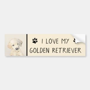 Autocollant De Voiture Peinture de chiot d'or Retriever - Art de chien or