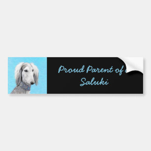 Autocollant De Voiture Peinture de Saluki (Argent) - Joli art original de