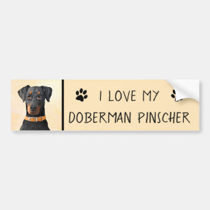 Autocollant De Voiture Peinture Doberman Pinscher non rognée Art original