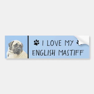 Autocollant De Voiture Peinture Mastiff (Fawn) anglaise - Art Chien origi