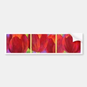 Autocollant De Voiture Peinture rouge d'art de fleurs de tulipes - multi