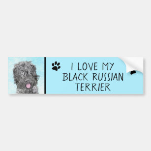 Autocollant De Voiture Peinture russe Terrier noir - Chien original migno