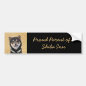 Autocollant De Voiture Peinture Shiba Inu (Noir et Tan) - Art Chien (Devant)