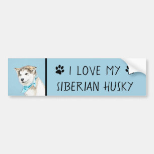 Autocollant De Voiture Peinture Sibérienne Husky Puppy - Art Chien origin