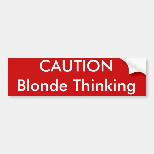 Autocollant De Voiture Pensée de blonde de PRÉCAUTION (Devant)