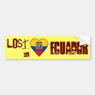 Autocollant De Voiture Perdu au coeur de drapeau de l'Equateur