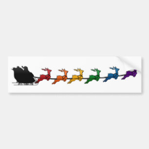 Autocollant De Voiture Père Noël Sleigh avec Rainbow Reindeder