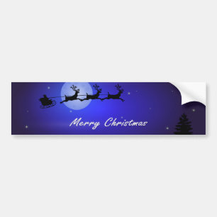 Autocollant De Voiture Père Noël Sleigh Moon Joyeux Noël