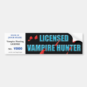 Autocollant De Voiture Permis de chasse de vampire avec des éclaboussure