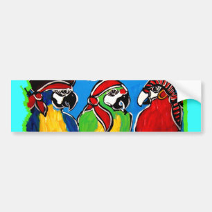 AUTOCOLLANT DE VOITURE PERROQUETS DE PIRATES