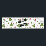 Autocollant De Voiture Personnaliser Père Noël et sapin de Noël<br><div class="desc">Customisez Père Noël et Christmas Tree,  changez la couleur et le texte de l'arrière - plan.</div>