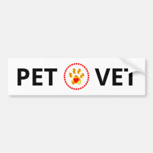 Autocollant De Voiture Pet Vet & golden paw with hearts bumper sticker