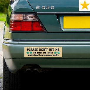 Autocollant De Voiture Phrase drôle rétro floral blague d'assurance