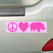 Autocollant De Voiture Pink Peace Love et Hippopotames (En voiture)