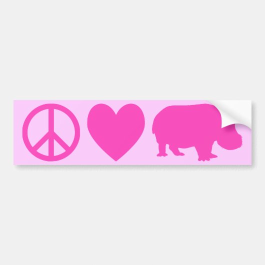 Autocollant De Voiture Pink Peace Love et Hippopotames (Devant)
