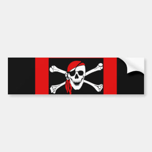 Autocollant De Voiture Pirates - noirs et crâne rouge de pirate