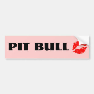 Autocollant De Voiture Pitbull avec le rouge à lèvres - L'ORIGINAL