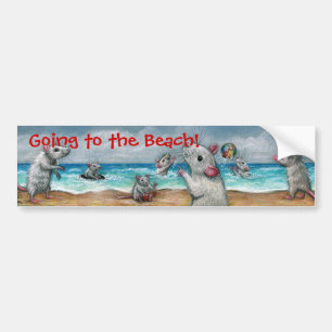 Autocollant De Voiture Plage de rats, allant à la plage ! Adhésif pour