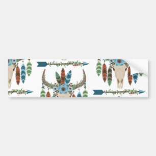 Autocollant De Voiture Plumes de Bohême Dreamcatcher Blue Antler Flèche