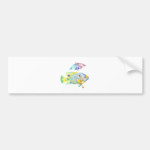 Autocollant De Voiture Poisson avec parapluie