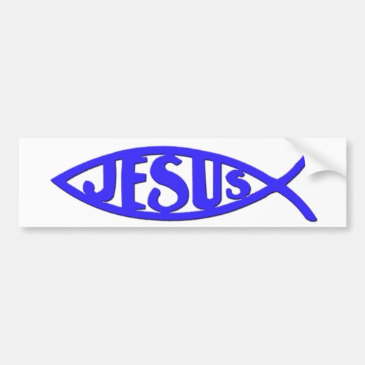 Autocollant De Voiture Poissons de Jésus (bleu d'adhésif pour pare-chocs) (Devant)