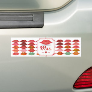 Autocollant De Voiture Polka Dot Motif Lèvres Mme Hipster Vintage Mariée