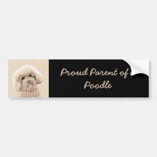 Autocollant De Voiture Poodle Miniature Toy Apricot Crème Chien Brown Art