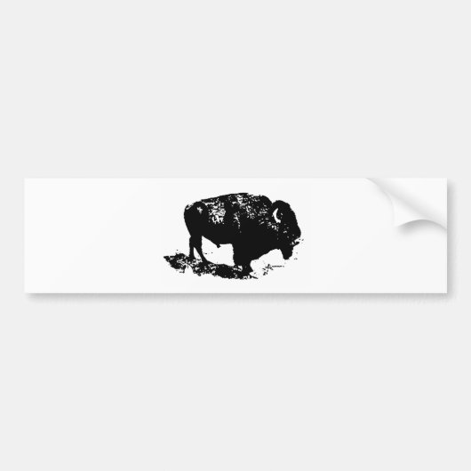 Autocollant De Voiture Pop Art Black White Buffalo Bison Silhouette (Devant)