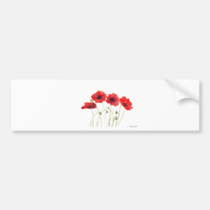 Autocollant De Voiture Poppies fleurs rouges aquarelle pavot rustique