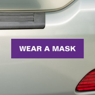 Autocollant De Voiture Portez un masque, violet blanc minimaliste voiture