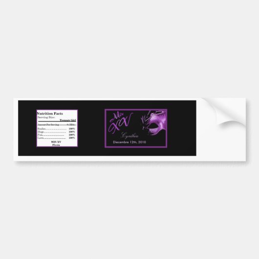 Autocollant De Voiture Pourpre Morado de l'étiquette mis XV de bouteille (Devant)