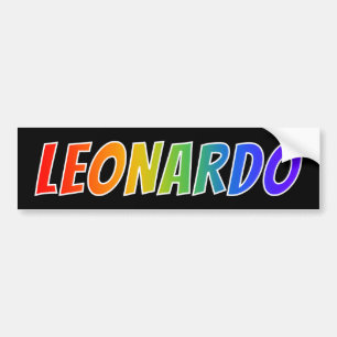 Autocollant De Voiture Prénom "LEONARDO": Couleur arc-en-ciel amusant