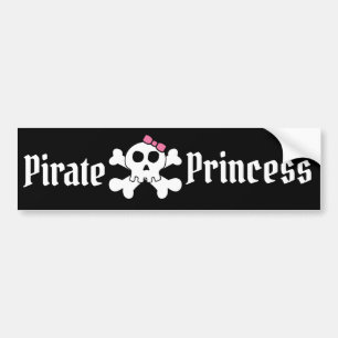 Autocollant De Voiture Princesse Pirate avec cou rose et crâne pirate