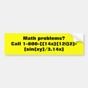 Autocollant De Voiture Problèmes de maths ?  Appel 1-800- [(14x) (12i) 2