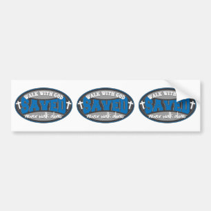 Autocollant De Voiture Promenade avec Dieu (bleu)