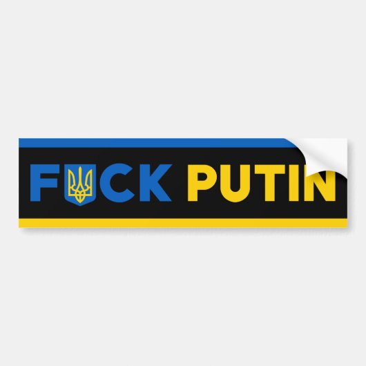 Autocollant De Voiture Puck s'oppose à Poutine drapeau ukrainien ukrainie (Devant)