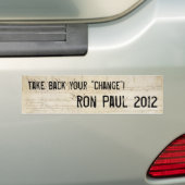 Autocollant De Voiture "Rapportez votre changement" Ron Paul 2012 (En voiture)