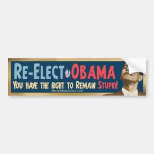 Autocollant De Voiture Réélisez Obama, stupide !