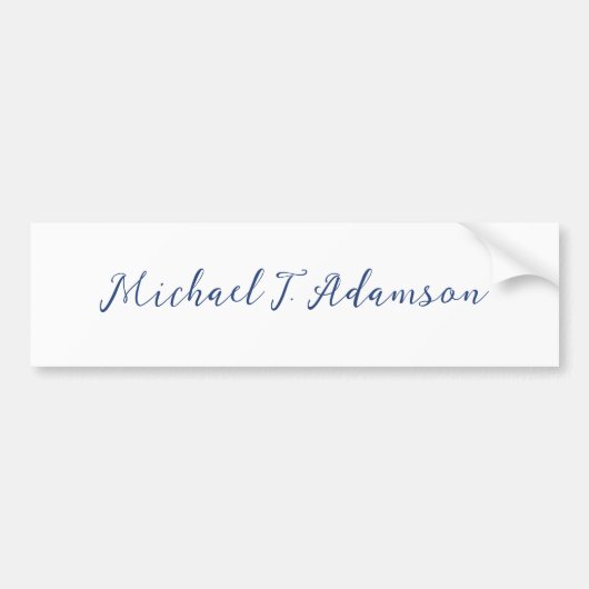 Autocollant De Voiture Retro Style Elegant Plain White Calligraphy Name (Devant)