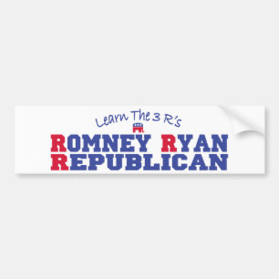 Autocollant De Voiture Romney Ryan apprennent les 3 r