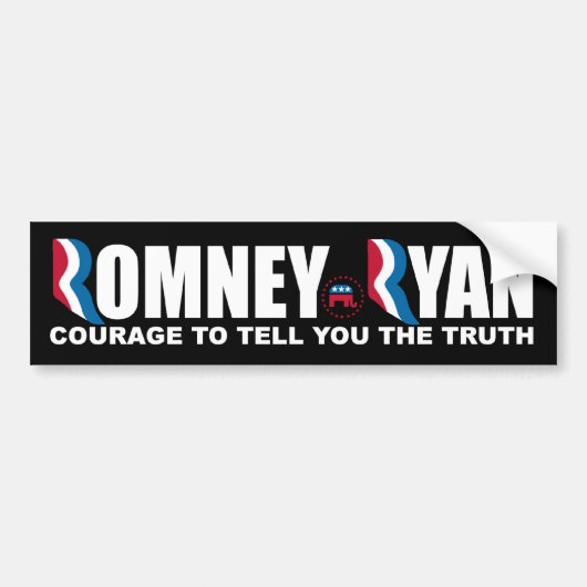 Autocollant De Voiture Romney - Ryan - courage de vous dire la vérité (Devant)
