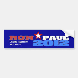 Autocollant De Voiture Ron Paul 2012 (liberté, prospérité et paix)