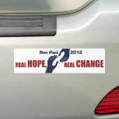 Autocollant De Voiture Ron Paul 2012 : Vrai espoir, vrai changement (En voiture)