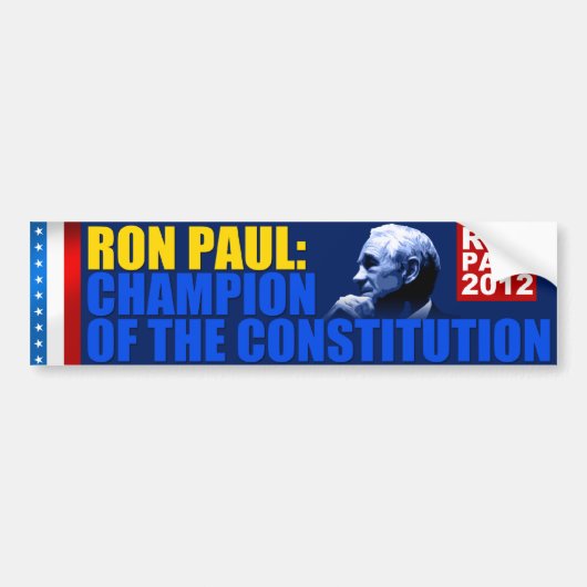 Autocollant De Voiture Ron Paul : Champion de la constitution (Devant)