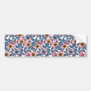 Autocollant De Voiture Rose de chien et papillons