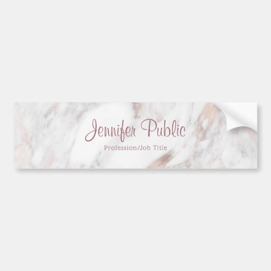 Autocollant De Voiture Rose Gold Marble Modèle manuscrit de script (Devant)