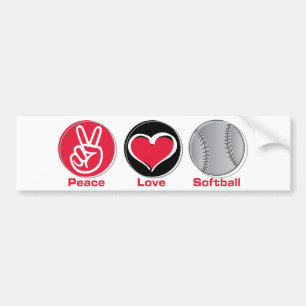 Autocollant De Voiture Rouge du base-ball d'amour de paix