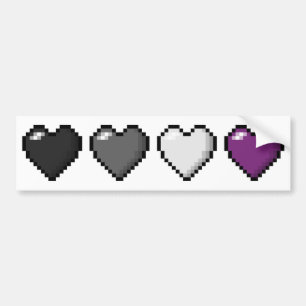 Autocollant De Voiture Row of Four Asexual Pride Flag Pixel Hearts