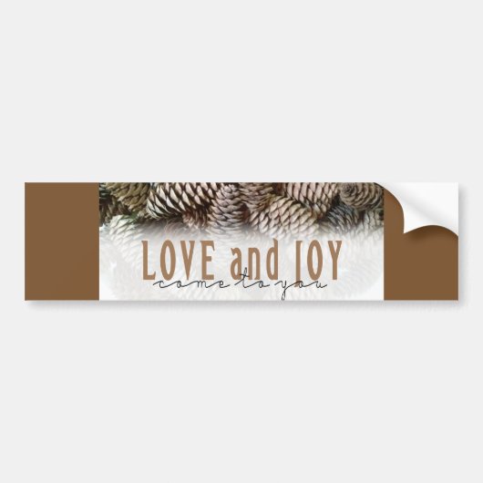 Autocollant De Voiture Rustic Holiday Love and Joy Pine Cone (Devant)