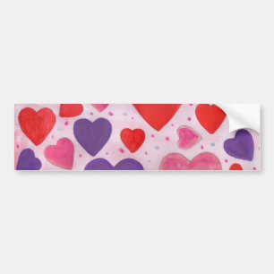 Autocollant De Voiture Saint-Valentin Coeurs en rose, violet et rouge
